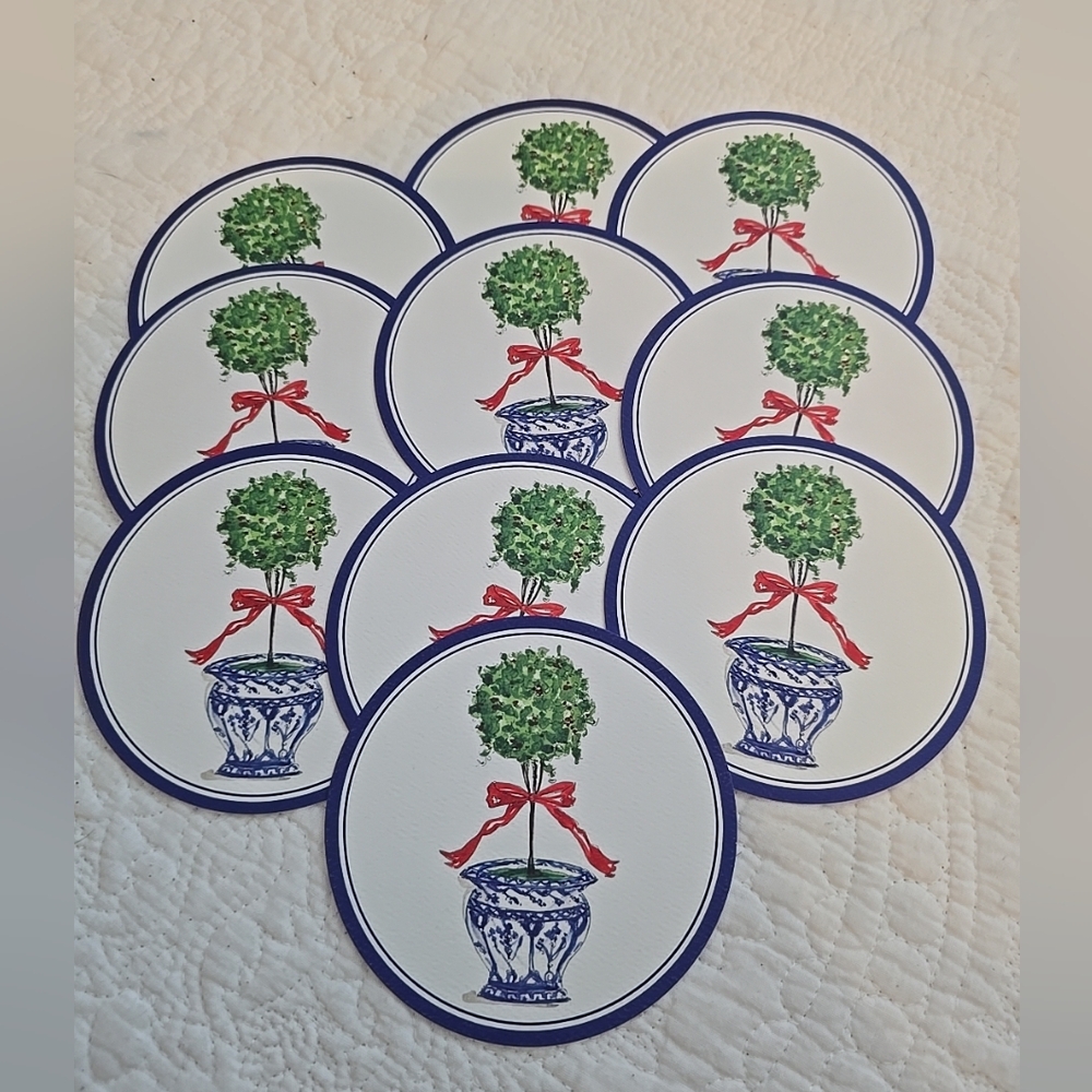 Roseanne Beck Collections Christmas Paper Coasters Open Box Set Of 10